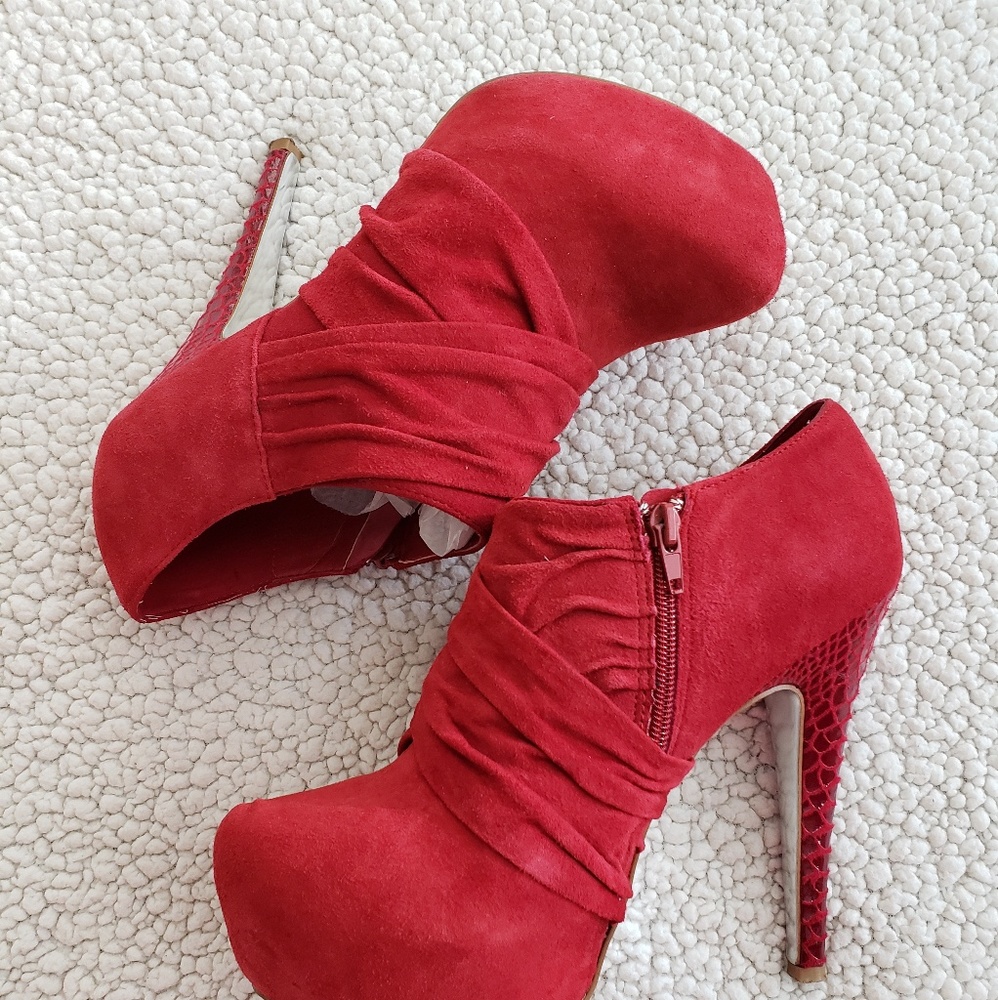 H By Halston | Aida | Ruby Red | Stiletto Booties - image 5